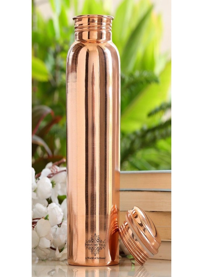 Indian Art Villa Copper Shine Finish Water Bottle - 900 ML, Pure Copper Bottle for Ayurvedic Health Benefits, Drinkware, Stylish Design for Daily Use, Yoga, Travel, Office, and Gifting - Image 4